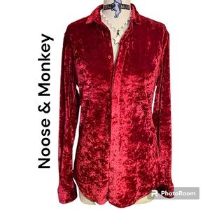 ❤️‍🔥 Crushed Red Velvet Long Sleeve Shirt Noose & Monkey Size Medium